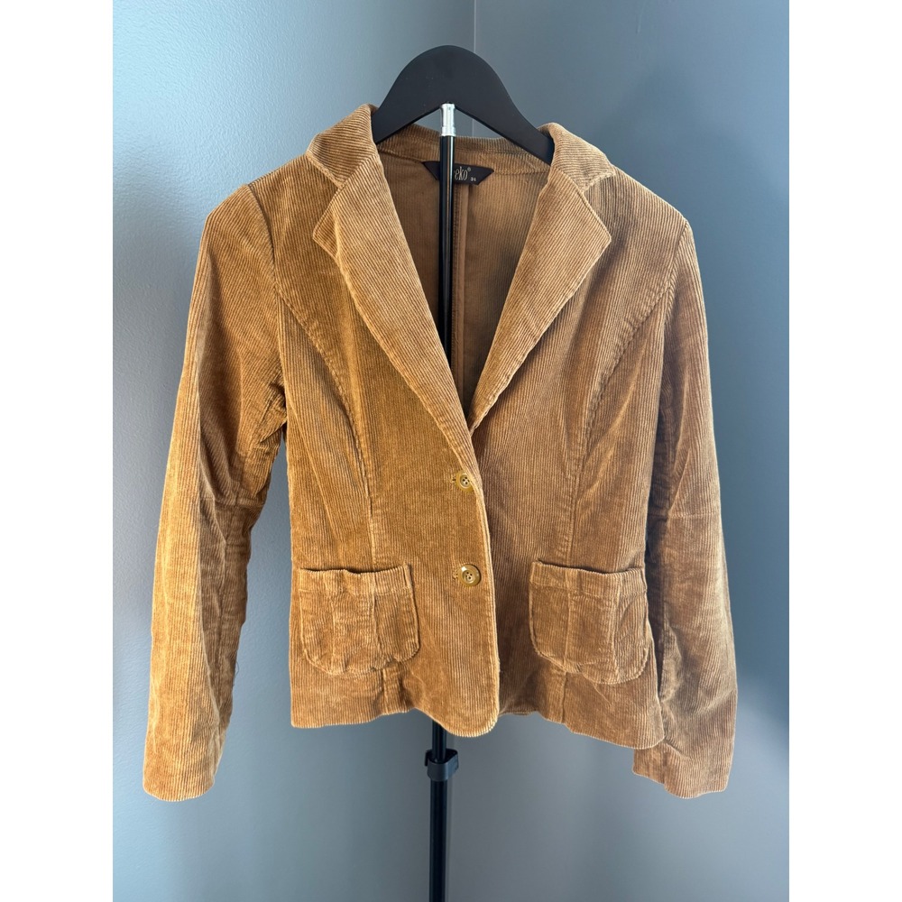 Veeko Corduroy Blazer Women 34 Tan Brown Vintage Boho Western Classic Minimalist
